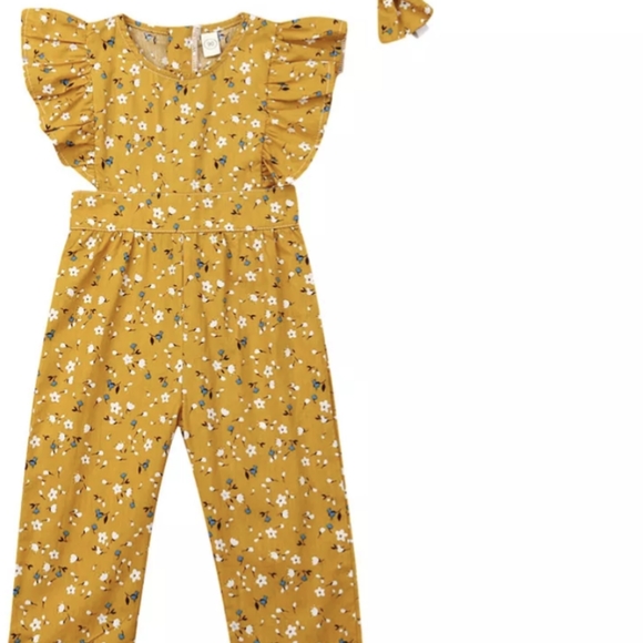 Fall Thanksgiving Dress Capri Jumpsuit Floral Spring  Girl Outfit Clothes Romper - Picture 1 of 5